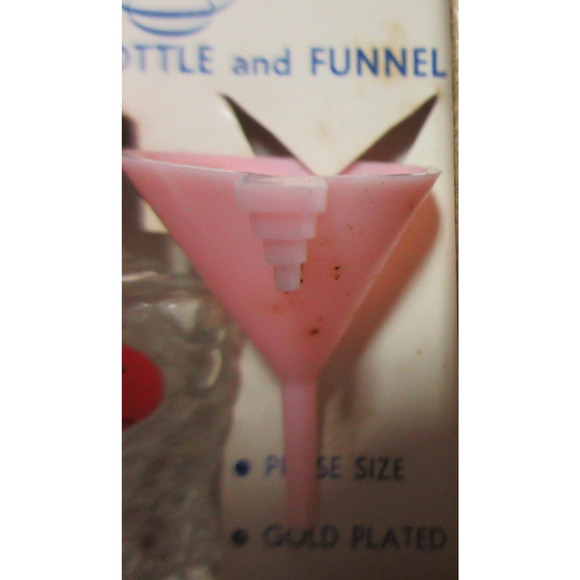 VTG Boutique Box With Funnel + Purse Size Empty Tiny Perfume Bottle W/Pink Top - Picture 3 of 5